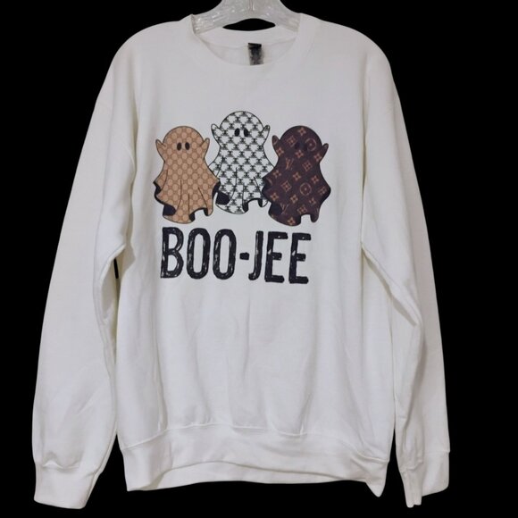 Halloween Sweatshirt BooJee Boujee Ghosts Designer Sheets Spooky Kawaii Fashion - Picture 2 of 10